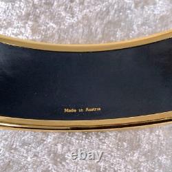 Vintage Hermes Paris Bangle Bracelet Blue Enamel Drums Gold Rim 70 with Box