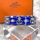 Vintage Hermes Paris Bangle Bracelet Blue Enamel Gold Rim Size 65 With Case