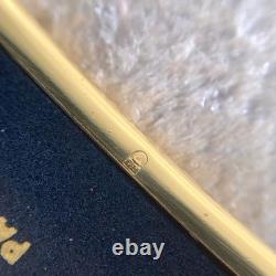 Vintage Hermes Paris Bangle Bracelet Blue Enamel Gold Rim Size 65 with Case