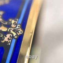 Vintage Hermes Paris Bangle Bracelet Blue Enamel Gold Rim Size 65 with Case