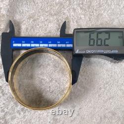 Vintage Hermes Paris Bangle Bracelet Blue Enamel Gold Rim Size 65 with Case