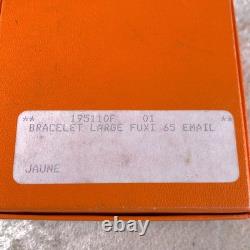 Vintage Hermes Paris Bangle Bracelet Blue Enamel Gold Rim Size 65 with Case