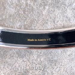 Vintage Hermes Paris Bangle Bracelet Blue Enamel Grey Horse Silver Rim 65 withBox