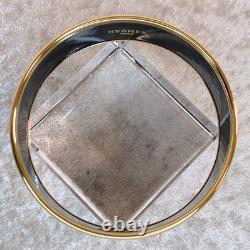 Vintage Hermes Paris Enamel Bangle Bracelet Blue Enamel Gold Rim Size 65 withBox