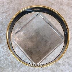 Vintage Hermes Paris Enamel Bangle Bracelet Blue Enamel Gold Rim Size 65 withBox