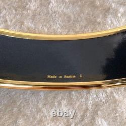 Vintage Hermes Paris Enamel Bangle Bracelet Blue Enamel Gold Rim Size 65 withBox