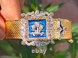 Vintage Inspired Rose cut Diamond 925 Sterling Silver blue enamel over silver