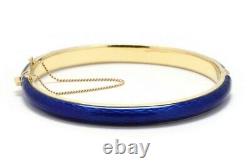 Vintage Italian 18k Gold Hinged Bangle with Cobalt Blue Enamel