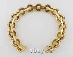 Vintage Italian UnoAErre 18K Yellow Gold Blue Enamel Bracelet L7 5/8 41.5g