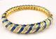 Vintage Jbk Camrose & Kross Blue Enamel White Rhinestone Bangle 7.5 Bracelet