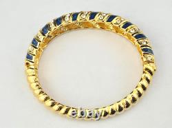 Vintage JBK Camrose & Kross Blue Enamel White Rhinestone Bangle 7.5 Bracelet
