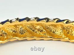 Vintage JBK Camrose & Kross Blue Enamel White Rhinestone Bangle 7.5 Bracelet