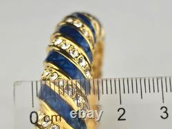 Vintage JBK Camrose & Kross Blue Enamel White Rhinestone Bangle 7.5 Bracelet