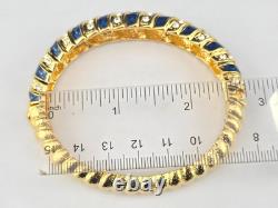 Vintage JBK Camrose & Kross Blue Enamel White Rhinestone Bangle 7.5 Bracelet
