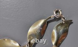 Vintage Jewelry David Andersen Sterling Enamel Blue Leaf Bracelet / Earrings Set