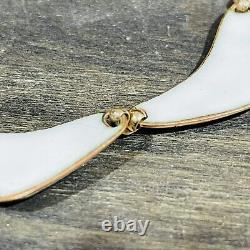 Vintage KAY DENNING Copper Fused Enamel Glass White Blue Necklace And Bracelet