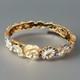 Vintage Kjl Bracelet Floral Rare Enamel Blue, White W Gold P Faux Pearls