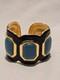 Vintage Kjl Kenneth Jay Lane Gold Black Enamel Blue Cuff Bracelet