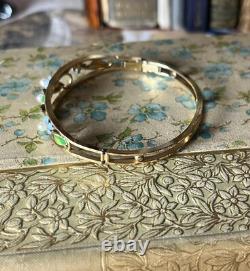 Vintage Krementz Enamel & Pearl Forget Me Not Gold Filled Bangle Bracelet V606