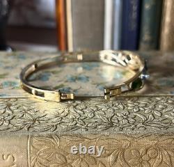 Vintage Krementz Enamel & Pearl Forget Me Not Gold Filled Bangle Bracelet V606