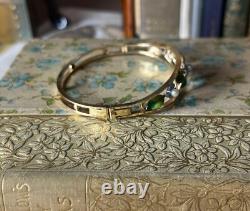 Vintage Krementz Enamel & Pearl Forget Me Not Gold Filled Bangle Bracelet V606
