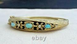 Vintage LA TRIOMPHE Estate 14k Yellow Gold Opal Diamond Enamel Bracelet