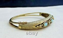 Vintage LA TRIOMPHE Estate 14k Yellow Gold Opal Diamond Enamel Bracelet