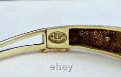 Vintage LA TRIOMPHE Estate 14k Yellow Gold Opal Diamond Enamel Bracelet