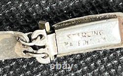 Vintage Link Bracelet Sterling Silver Siam Thailand Blue Enamel
