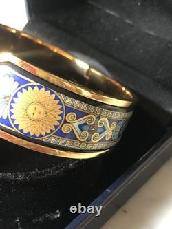 Vintage M Frey Wien Enamel Bracelet Blue Gold Sun New In Original Box