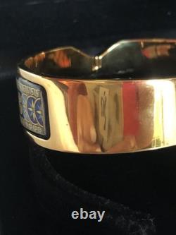 Vintage M Frey Wien Enamel Bracelet Blue Gold Sun New In Original Box