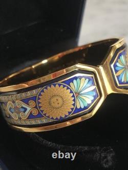 Vintage M Frey Wien Enamel Bracelet Blue Gold Sun New In Original Box