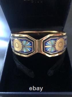 Vintage M Frey Wien Enamel Bracelet Blue Gold Sun New In Original Box