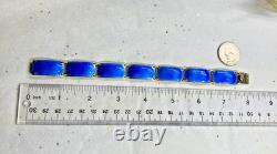 Vintage MCM David Anderson Blue Enamel 7 panel Sterling silver bracelet Norway