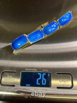 Vintage MCM David Anderson Blue Enamel 7 panel Sterling silver bracelet Norway