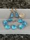Vintage Mcm Mid Century Sterling Silver & Enamel Fish Water Bracelet & Earrings