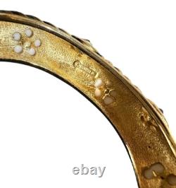 Vintage Marcel Boucher White & Blue Enamel Gold-plated Geometric Bangle Bracelet