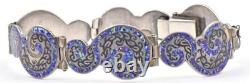 Vintage Margot de Taxco Sterling Silver #5567 Blue Mosaic Enamel Ladies Bracelet