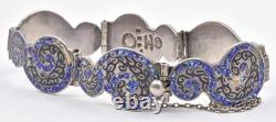 Vintage Margot de Taxco Sterling Silver #5567 Blue Mosaic Enamel Ladies Bracelet