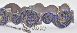 Vintage Margot de Taxco Sterling Silver #5567 Blue Mosaic Enamel Ladies Bracelet