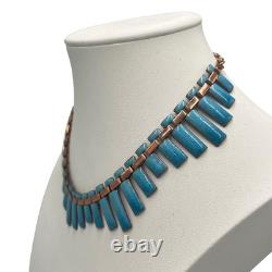 Vintage Matisse Renoir Blue Enamel Copper Necklace Bracelet Earrings Jewelry Lot