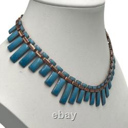 Vintage Matisse Renoir Blue Enamel Copper Necklace Bracelet Earrings Jewelry Lot