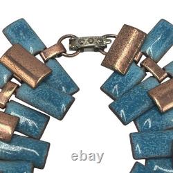 Vintage Matisse Renoir Blue Enamel Copper Necklace Bracelet Earrings Jewelry Lot