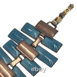 Vintage Matisse Renoir Blue Enamel Copper Necklace Bracelet Earrings Jewelry Lot