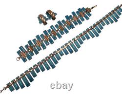 Vintage Matisse Renoir Blue Enamel Copper Necklace Bracelet Earrings Jewelry Lot