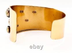 Vintage Matisse Renoir Wide Cuff Bracelet with Prong Set Turquoise Glass Stones