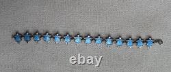 Vintage Meka Denmark Blue Enamel Figurine Sterling Silver Bracelet 6.75 #8
