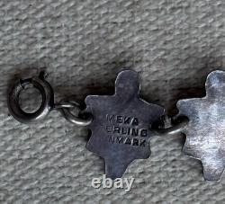 Vintage Meka Denmark Blue Enamel Figurine Sterling Silver Bracelet 6.75 #8