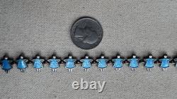Vintage Meka Denmark Blue Enamel Figurine Sterling Silver Bracelet 6.75 #8
