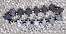 Vintage Meka Denmark Blue Enamel Figurine Sterling Silver Bracelet 6.75 #8
